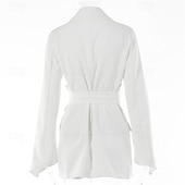 preiswerte Blazer &amp; Anzüge-Damen Blazer Bequem Tasche Elegant Mode Outdoor Einfach Ausgehen Alltagstauglich Wochenende Strickjacke Regulär Revers Normale Passform Langarm Oberbekleidung Schwarz Weiß Blau Frühling Herbst