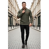 cheap Casual Henley Tee-Men&#039;s Waffle Tee Waffle Henley Shirt Long Sleeve V Neck Spring &amp;  Fall Solid Color Fashion Basic Fake two piece Street Casual Sports Black White Burgundy Top Tee for Men