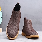 economico Stivali Chelsea-stivali chelsea da uomo color cachi, stile casual e leggero alla caviglia con soffietti elastici, per l'ufficio, le uscite del fine settimana e il comfort quotidiano