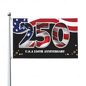 levne Nástěnné tapiserie-Vlajka Spojených států k 250. výročí 1776-2026, vlastenecký americký pamětní venkovní banner k 250. výročí pro dekoraci zahrady, dvora nebo domu.