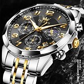 abordables Montres à quartz-la nouvelle montre d&#039;affaires pour hommes olevs, une montre multifonctionnelle avec un cadran numérique chronographe à phases de lune lumineuses, une montre à quartz décontractée et à la mode étanche