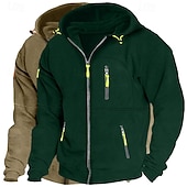 abordables Sweat à capuche en polaire-Homme Sweat à capuche Sweat à capuche zippé intégral Sweat à capuche en polaire Sweat à capuche doublé en polaire Noir + gris clair Bleu marine + noir Vin + gris foncé Vin+Noir Vert + Kaki À capuche