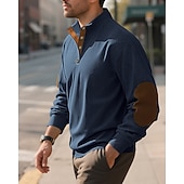 baratos Suéteres básicos-Homens Moletom Preto Verde Claro Verde Tropa Azul Marinha Azul Henley Bloco de cor Patchwork Desportos e Ar livre Diário Feriado Poliéster Roupa de rua Básico Casual Primavera Outono Roupa Moletons