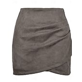 preiswerte Formelle Röcke-Damen Rock A-Linie Elegant Mode Mini Hohe Taille Röcke Einfach Mikroelastisch Straße Date Schwarz Rosa Khaki Grau Frühling Velourleder