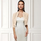 economico impacchi per gli invitati al matrimonio-Wrap Bolero da Donna Scialle della Madre Cappotti  Giacche di Base Elegante a Manica 3/4 Wrap in Chiffon per Ospiti ai Matrimoni con Colore Puro per Festa Serale in Primavera e Estate per fare colpo