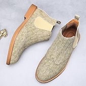 abordables Bottes de Chelsea-Bottines Chelsea grises pour hommes avec détails brogue à bout d&#039;aile, style vintage élégant pour les mariages, le travail et les occasions semi-formelles