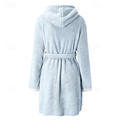 billiga Loungewear till damer-Dam Pyjamas Morgonrock Grundläggande Ledigt Lappverk Ficka Semester Hem Säng Långärmad Kavajslag Svart Rodnande Rosa Purpur Grå Ljusblå Höst Vinter Normal