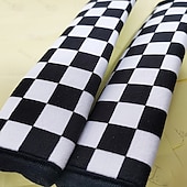 economico Copristerzo per auto-2 pezzi di spallacci universali per cintura di sicurezza per auto, copricinture di sicurezza in tessuto a scacchi bianchi e neri per conducente e passeggero, accessori per interni auto