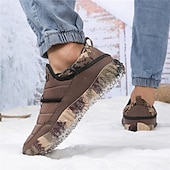 abordables Botas de invierno y nieve-Botas de nieve cálidas de invierno sin cordones para hombre con suela antideslizante, diseño acolchado informal para caminar al aire libre, viajar en climas fríos y uso diario.