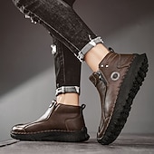 abordables Bottines-Homme Bottes Rétro Marche ancien Quotidien PU Confortable Bottes Mi-Mollet Mocassin Brun foncé Noir Gris Printemps Automne