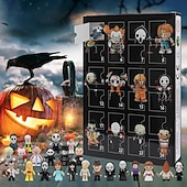 お買い得  ハロウィンの吊るし飾りとテーブルトップ装飾-ハロウィンアドベントカレンダー ホラー映画 2025、ハロウィンカウントダウンカレンダー 2025 子供と大人向け クラシックドール コレクターフィギュア 24個付き、プレクリスマスドール