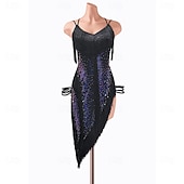 Latin Dance Dress Glitter Splicing Women's Performance Training Sleeveless High Spandex4
