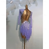 abordables robe de compétition-Danse Latine Robe Gland Épissage Femmes Performance Entraînement manche longue Haut Spandex