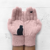 お買い得  手袋-女性用 1ペア 指先 / ウインター ストリートファッション / 屋外 手袋 - カラーブロック フルフィンガー