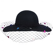 abordables Sombreros de Fiesta-Hats 100% Wool Bowler / Cloche Hat Fedora Hat Wedding Ladies Day Elegant Wedding With Tulle Headpiece Headwear
