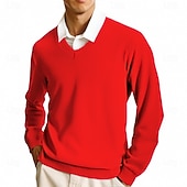 economico maglione pullover da uomo-Per uomo Maglione Maglione casual Maglione a maglia A Coste Maglia Top Regolari Lavorato a maglia Semplice Scollo a V Moda Casual Vacanza Abbigliamento quotidiano Abbigliamento Autunno Inverno