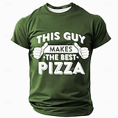 voordelige Grappige T-shirts voor mannen-Voor heren Pizza Grappig jargon T-shirt Korte mouw T-shirt 3D-afdrukken Strakke ronde hals Overhemd Modieus Dagelijks Straat Dagelijks Zwart Rood blauw Zomer Lente Kleding S M L XL XXL XXXL
