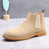 economico Stivali Chelsea-stivaletti chelsea da uomo in pelle scamosciata marrone con pannelli laterali elastici: eleganti stivaletti alla caviglia per abbigliamento casual, smart-casual e da ufficio