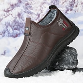 economico Stivali invernali e neve-scarpe invernali slip-on impermeabili da uomo con calda fodera in pelliccia, mocassini leggeri e casual antiscivolo per l&#039;esterno, adatti al freddo