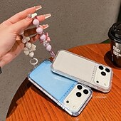 abordables Carcasas iPhone-teléfono Funda Para iPhone 17 Pro Max 17 Air 16 15 14 Pro Max Plus 13 Pro Max Funda Trasera con cordón Brillo ostentoso brillante Antigolpes Retro TPU Acrílico
