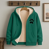 economico Felpa con cappuccio in pile-Per uomo Felpa con cappuccio Felpa con cappuccio a zip intera Felpa con cappuccio in pile Felpa con cappuccio foderata in pile Aalbicocca Nero Rosso Borgogna Blu Con Cappuccio Semplice Cerniera Sport