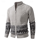 economico Maglioni Cardigan da uomo-Per uomo Felpa Cardigan Maglione Fair Isle A Coste Treccia Maglia Top Regolari Patchwork Blocco di colore Semplice Collo alla coreana Vacanza Moda Casuale Abbigliamento quotidiano Abbigliamento