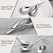 baratos Utensílios &amp; Aparelhos de Cozinha-6 pcs Colheres de Sopa de Aço Inoxidável – Design Clássico Minimalista Lavável na Máquina de Lavar Louça Presente Perfeito para Feriados Dia dos Pais Dia das Mães Páscoa Aniversários Aniversários e