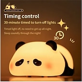 abordables 123496-Lumière nocturne panda mignonne lampe de nuit en animal LED souple silicone de qualité alimentaire 3 niveaux de luminosité pour décoration de bureau cadeaux drôles pour garçons filles bébés
