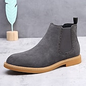 economico Stivali Chelsea-stivaletti chelsea da uomo in pelle scamosciata marrone con pannelli laterali elastici: eleganti stivaletti alla caviglia per abbigliamento casual, smart-casual e da ufficio