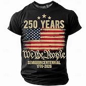 economico T-shirt Patriottici 250-4 luglio 2026 250° Giorno della Memoria Maglietta a maniche corte girocollo con stampa 3D per uomini Casual quotidiana
