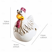halpa Veistokset-hauska valkoinen kana-aitakoriste – söpö &amp;omituinen ilme puutarhakoriste, vedenpitävä hartsikanahahmo pihalle, terassille, maatilan aidan koristeluun