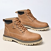 Недорогие Рабочие ботинки-Классические мужские рабочие ботинки для улицы – прочные ботинки на шнуровке с нескользящей подошвой и амортизирующей стелькой для строительства, сельского хозяйства и повседневной носки