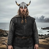 olcso Felsők-Retró Középkori Reneszánsz Prsluk Harcos Viking Jelmez Férfi Mindszentek napja Farsang Teljesítmény LARP Ren Faire Felnőttek Mellény