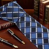 economico Cravatte e papillon da uomo-Per uomo Cravatte Classico A Quadri / A Righe / Chevron / Rotondo Serata Formale Data Festa &amp; Sera