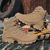 お買い得  メンズブーツ-男性用 ブーツ レトロ風 プラスサイズ ウォーキング カジュアル 日常 PUレザー 快適 ニーハイブーツ 靴紐 ブラック カーキ色