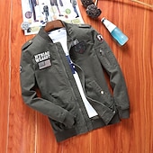 abordables Vestes Cargo-Homme Veste utilitaire Veste Cargo Veste Décontractée Vacances Quotidien Respirant Avec Poches Printemps Automne Drapeau national Mode Classique Col montant Régulier Noir Kaki Vert Véronèse Veste