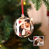 cheap Christmas-Personalized Photo Puzzle Christmas Ornament Custom Xmas Memory Photo Ball Hanging Pendant, Unique Keepsake Gift for Christmas Tree Decoration