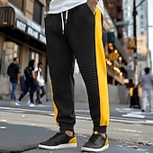 お買い得  ジョガーズ-男性用 スウェットパンツ ジョガー アスレチックパンツ アクティブパンツ ズボン ドローストリング ポケット 弾性ウエスト ソリッド 吸汗性 高通気性 全長 アウトドア 日常 ランニング 旅行度假风 ファッション ブラック / ホワイト ブラック マイクロエラスティック