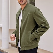 preiswerte Faux-Suede-Jacken-Herren Imitat-Lederjacke Freizeitjacke Urlaub Täglich Warm Tasche Herbst Winter Einfach Mode Klassisch Stehkragen Regulär Schwarz Marineblau Meeresblau Braun Armeegrün Jacken