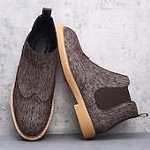 abordables Bottes de Chelsea-Bottines Chelsea grises pour hommes avec détails brogue à bout d&#039;aile, style vintage élégant pour les mariages, le travail et les occasions semi-formelles