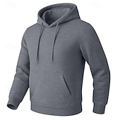 abordables Sweat à capuche en polaire-Homme Sweat à capuche Sweat à capuche en polaire Sweat à capuche doublé en polaire Noir Blanche Jaune Rose Claire Vert Véronèse À capuche Uni Poche kangourou Sport &amp; Loisir Occasionnel Quotidien