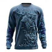 preiswerte Tierdruck-Herren Blatt Hilfsmuster Hirsch Pullover Lässig Langarm Rundhalsausschnitt Urlaub Party Geschenk Blau Burgunderrot Braun Grün Rundhalsausschnitt 3D Ganzjahres Designer S M L XL XXL XXXL