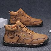 abordables Bottes-Chaussures de travail décontractées kaki pour hommes, baskets d&#039;extérieur à lacets durables avec semelle antidérapante pour la randonnée, le camping, la conduite et les activités quotidiennes