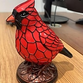 ieftine Lămpi de masă-Lampă de noapte Cardinalis cu pasăre, rășină, lumină de noapte Cardinalis, decorațiuni de Crăciun, ornament de birou cu pasăre roșie, pentru noptieră, living, dormitor, decorare de casă