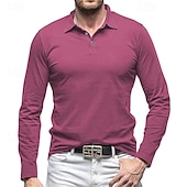 levne Pánské klasické polo-Pánské Golfová košile Golfové polokošile Ležérní Práce Klopa Dlouhý rukáv Základní Moderní Bez vzoru Knoflíky Jaro Podzim Běžný Černá Bílá Trávová zelená Růžová Světle modrá Šedá Golfová košile