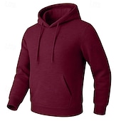 abordables Sweat à capuche en polaire-Homme Sweat à capuche Sweat à capuche en polaire Sweat à capuche doublé en polaire Noir Blanche Jaune Rose Claire Vert Véronèse À capuche Uni Poche kangourou Sport &amp; Loisir Occasionnel Quotidien