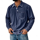 cheap Men&#039;s Classic Polo-Men&#039;s Vintage Polo Shirts Golf Polos Shirts Street Business Classic Long Sleeve Vintage Basic Solid Color Pocket Fall Winter All-Seasons Regular Fit Pink Black Gray Blue Purple Khaki Polo Shirts