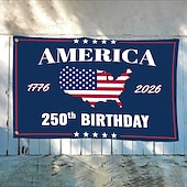 cheap America 250-US 250th Anniversary Flag America 250 1776-2026 Patriotic Stars Yard Signs Party Supplies Hanging Decor for Room House Garden Welcome Backdrop Semiquincentennial 4th of July Independence Day 3x5 Ft