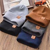 お買い得  ビーニーハット-男性用 男女兼用 ビーニー・ハット 冬の帽子 つばなし帽 骷髅头毛线帽 ニット帽 ブラック ルビーレッド アクリル繊維 ニット 居心地の良い デイリーウェア お出かけ 単色/無地 ウォーム