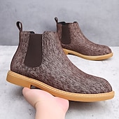 economico Stivali Chelsea-stivali chelsea da uomo color cachi, stile casual e leggero alla caviglia con soffietti elastici, per l'ufficio, le uscite del fine settimana e il comfort quotidiano